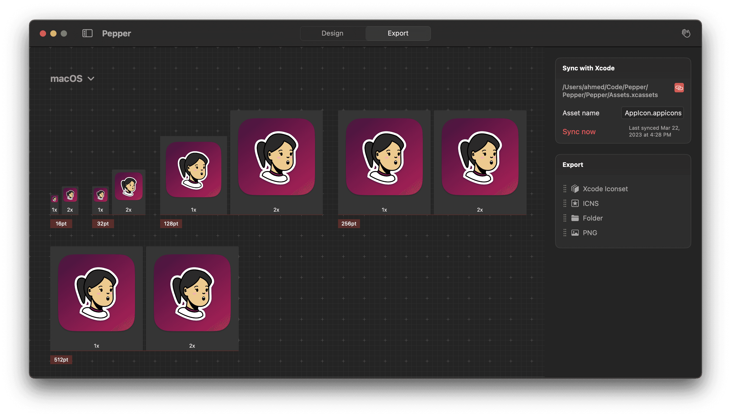 Export view screenshot
